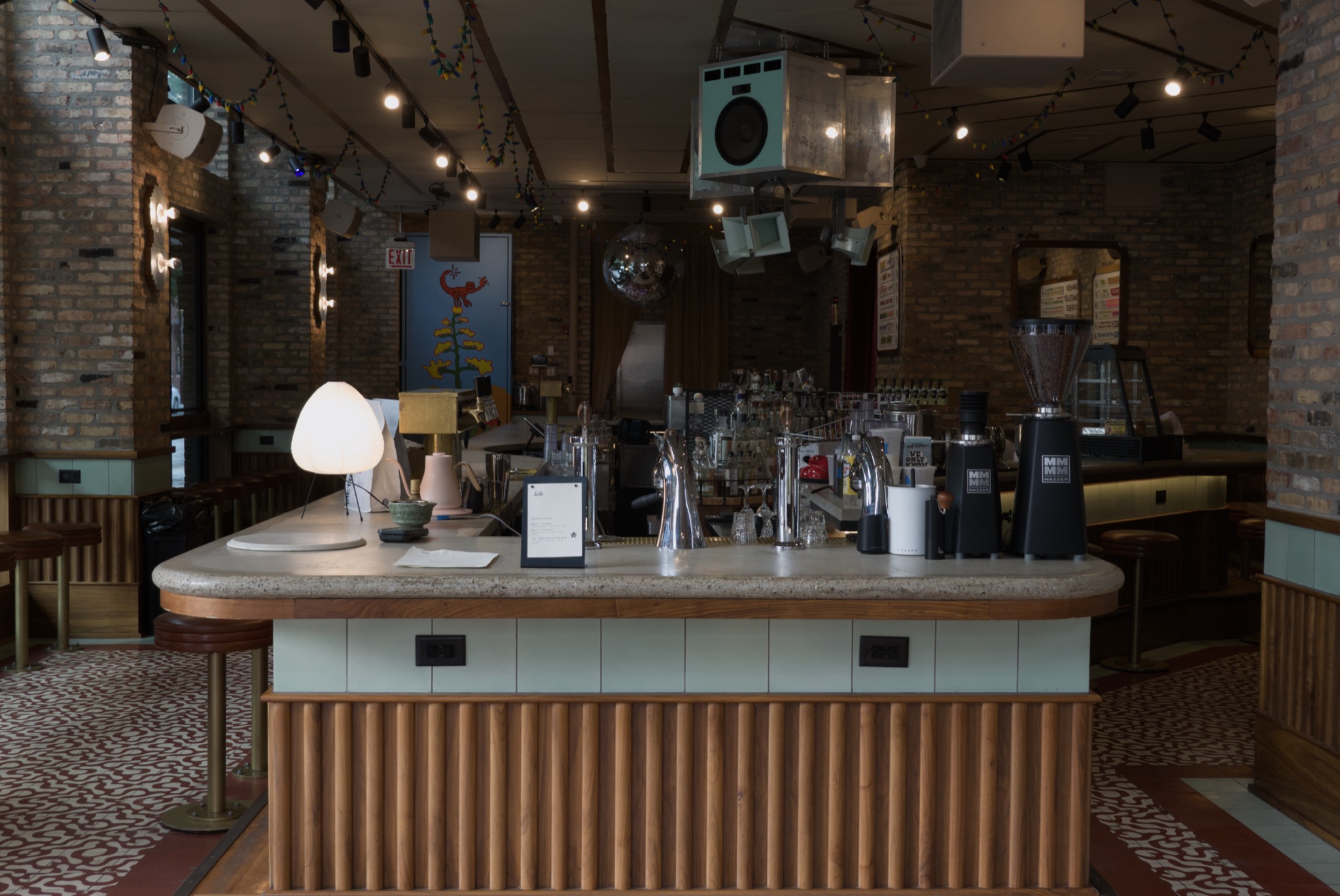 The espresso bar inside Estereo in Fulton Market